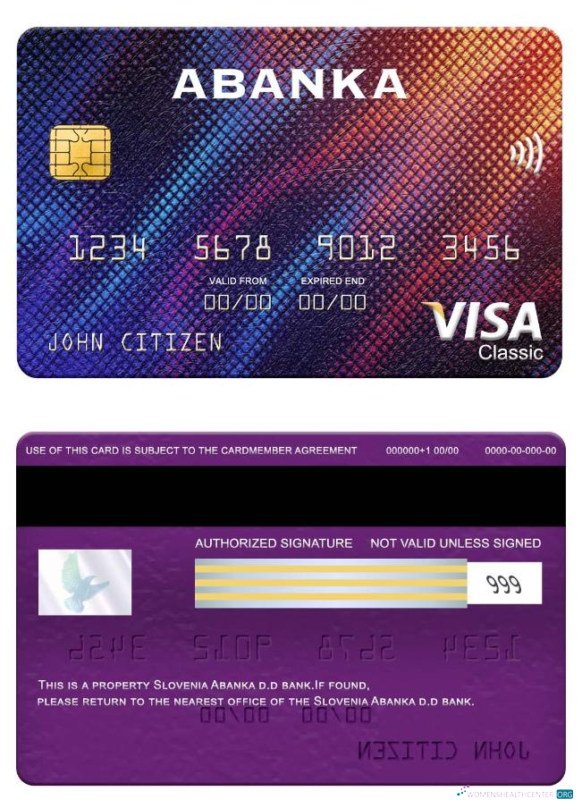 Download Slovenia Abanka d.d bank visa classic card Photoshop template